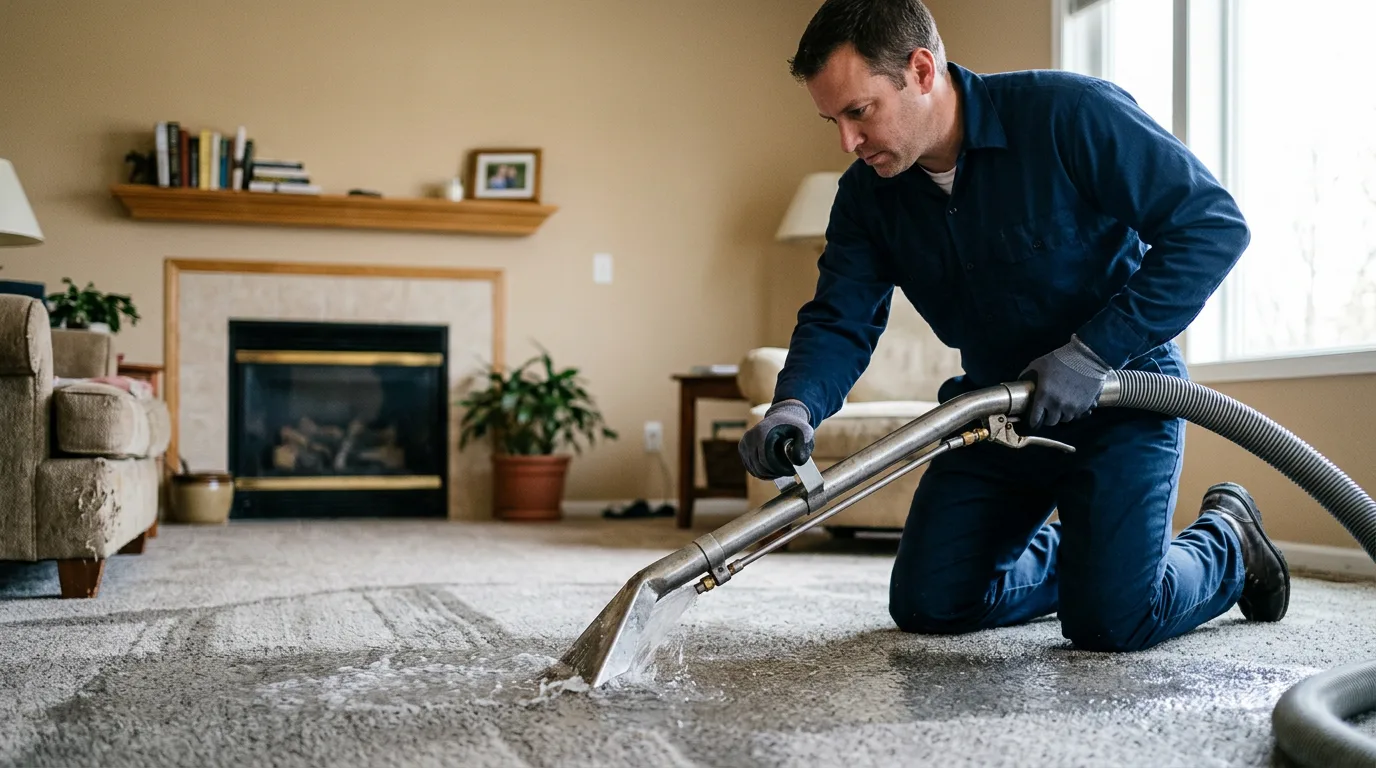 Water damage restoration technician working near Silas, AL